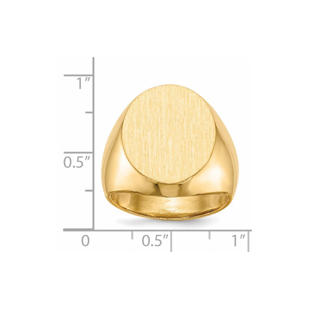 14K Gelbgold Herren-Siegelring mit geschlossenem Boden, 18,5x14,5mm