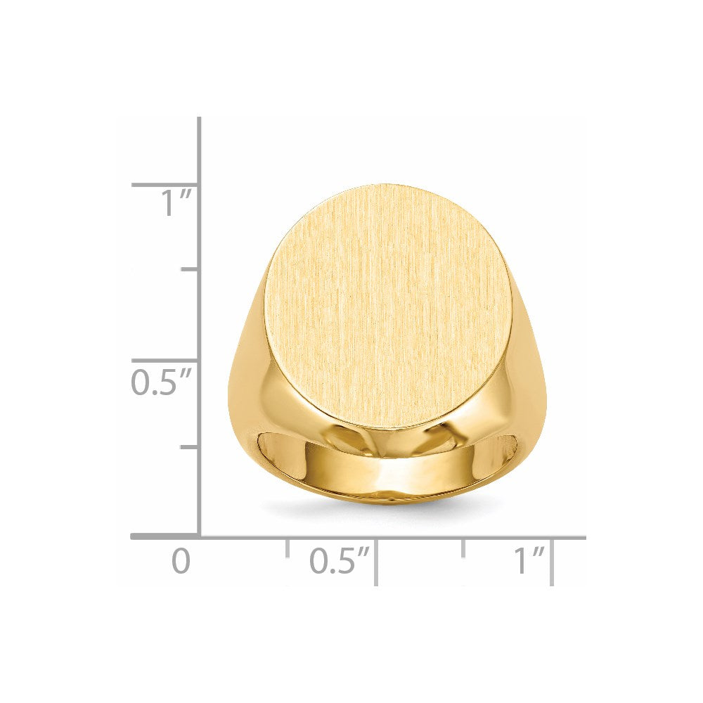 14K Gelbgold Herren-Siegelring mit geschlossenem Boden, 20,0x18,0mm