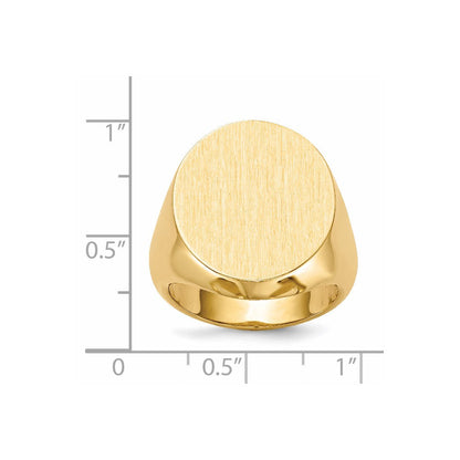 14K Gelbgold Herren-Siegelring mit geschlossenem Boden, 20,0x18,0mm