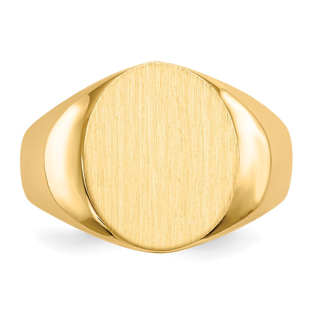 14K Gelbgold 11,5 mm x 12,5 mm Herren-Siegelring mit offener Rückseite