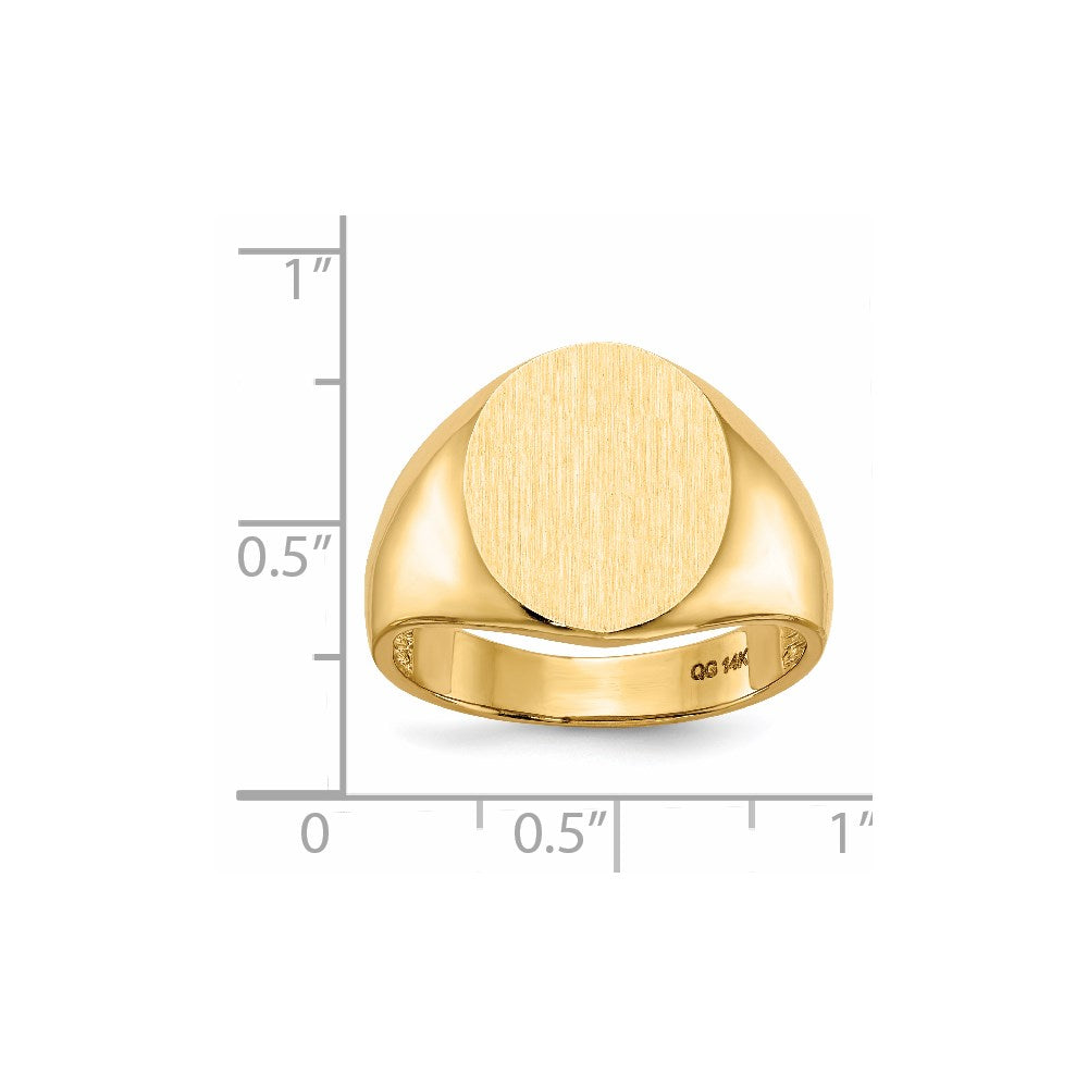 14K Gelbgold 11,5 mm x 12,5 mm Herren-Siegelring mit offener Rückseite