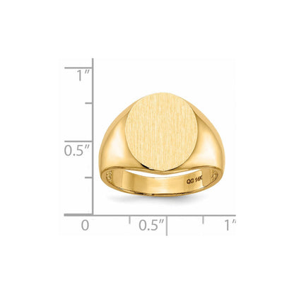 14K Gelbgold 11,5 mm x 12,5 mm Herren-Siegelring mit offener Rückseite