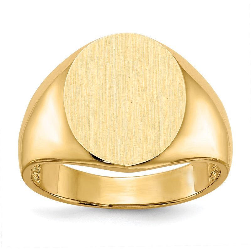 10K Gelbgold 10ky 15.0x13.5mm Offen Rückseite Herren Siegel Ring