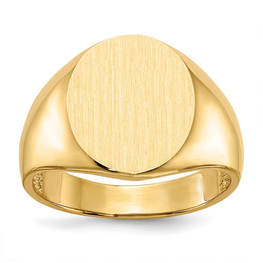 14K Gelbgold 11,5 mm x 12,5 mm Herren-Siegelring mit offener Rückseite