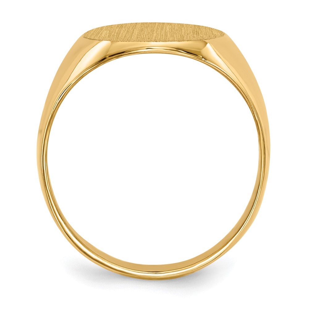 14K Gelbgold Siegelring mit geschlossenem Boden, 13,5 x 12,0 mm