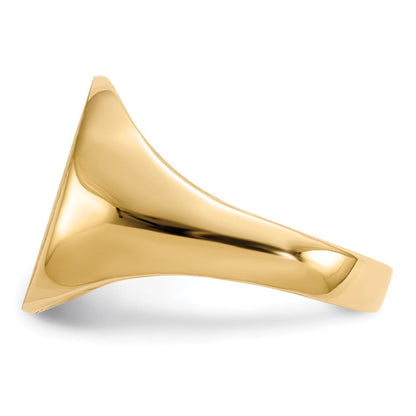 14K Gelbgold Siegelring mit geschlossenem Boden, 13,5 x 12,0 mm