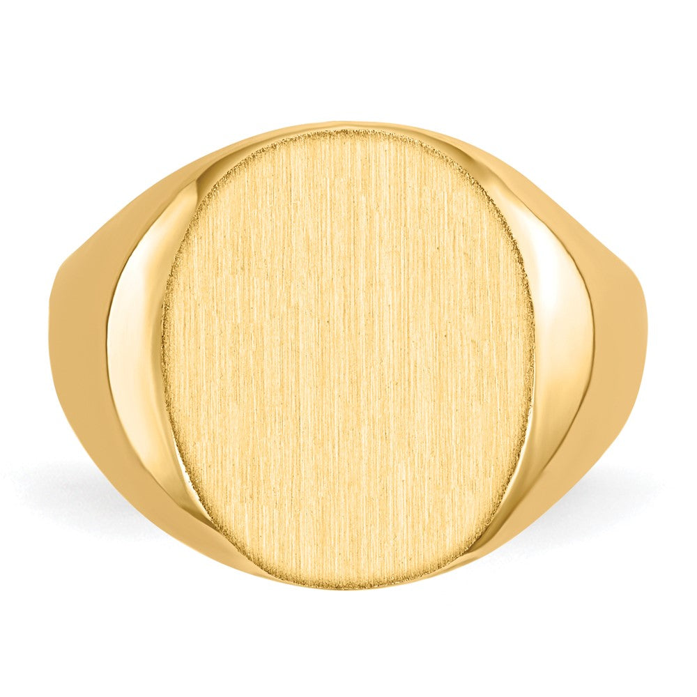 14K Gelbgold Siegelring mit geschlossenem Boden, 13,5 x 12,0 mm