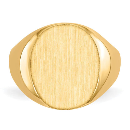 14K Gelbgold Siegelring mit geschlossenem Boden, 13,5 x 12,0 mm