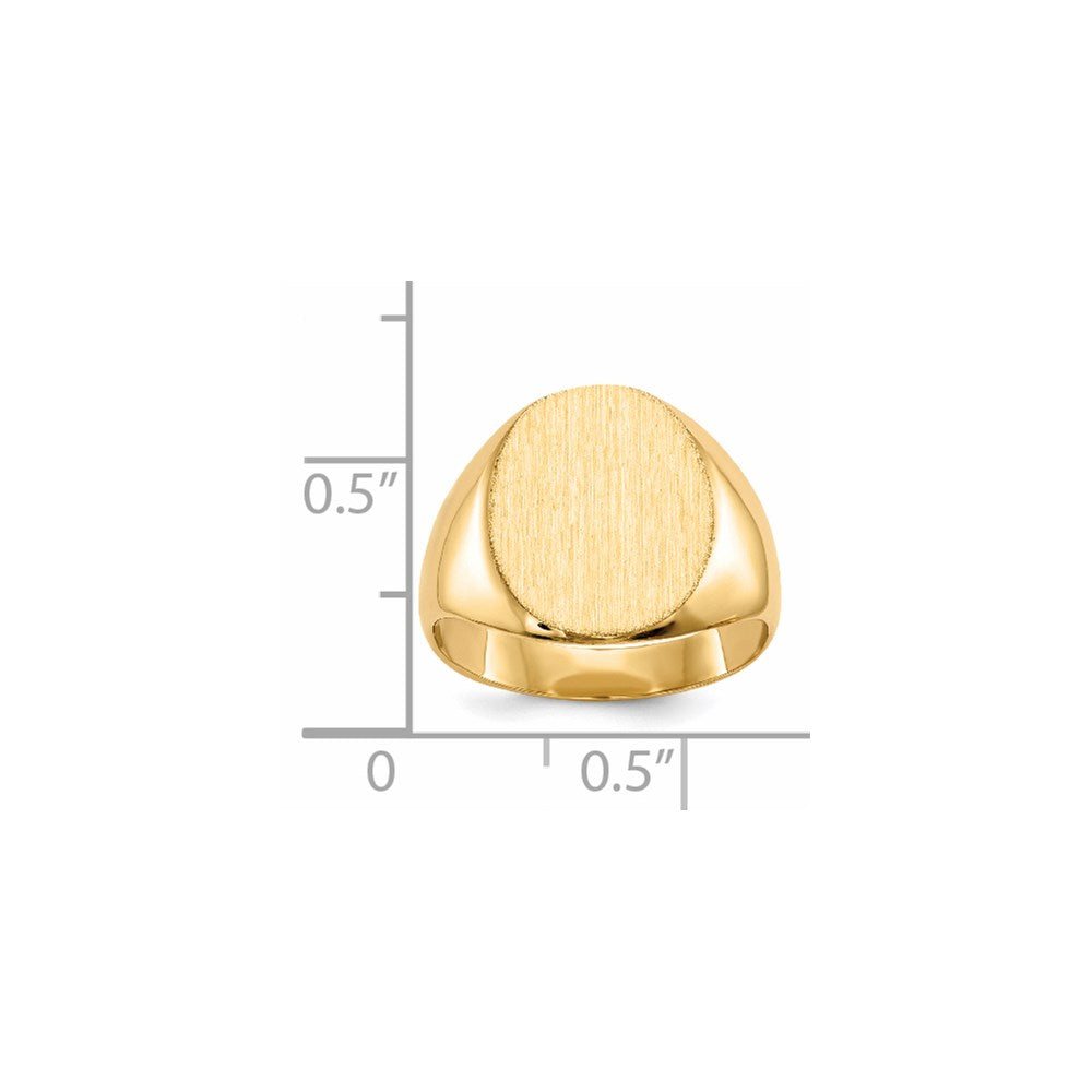 14K Gelbgold Siegelring mit geschlossenem Boden, 13,5 x 12,0 mm