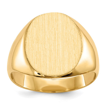14K Gelbgold Siegelring mit geschlossenem Boden, 13,5 x 12,0 mm