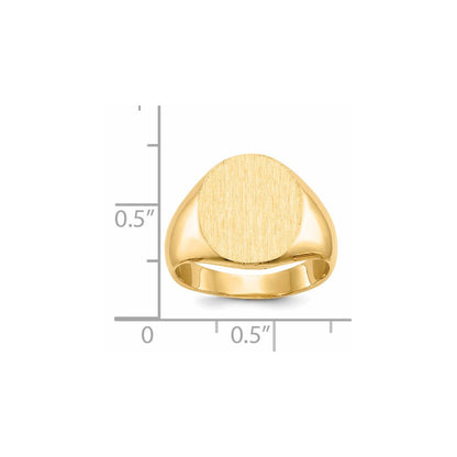 14K Gelbgold Siegelring mit geschlossener Rückseite, 14,0x12,5 mm