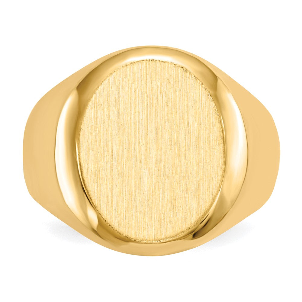 14K Gelbgold Herren-Siegelring mit geschlossener Fassung, 16,5 x 13,5 mm