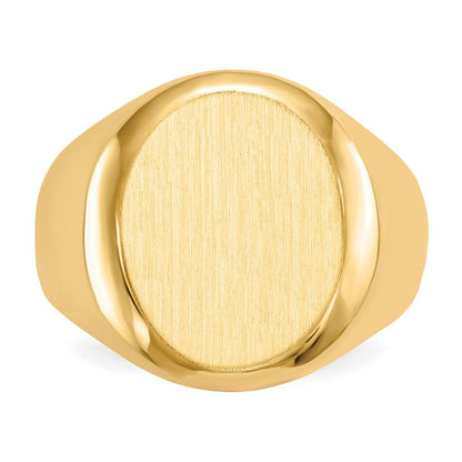 14K Gelbgold Herren-Siegelring mit geschlossener Fassung, 16,5 x 13,5 mm