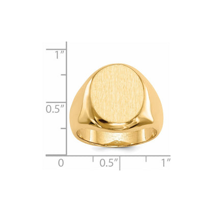 14K Gelbgold Herren-Siegelring mit geschlossener Fassung, 16,5 x 13,5 mm