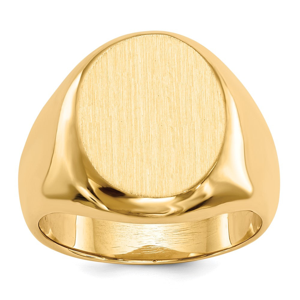14K Gelbgold Herren-Siegelring mit geschlossener Fassung, 16,5 x 13,5 mm