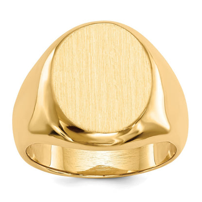 14K Gelbgold Herren-Siegelring mit geschlossener Fassung, 16,5 x 13,5 mm
