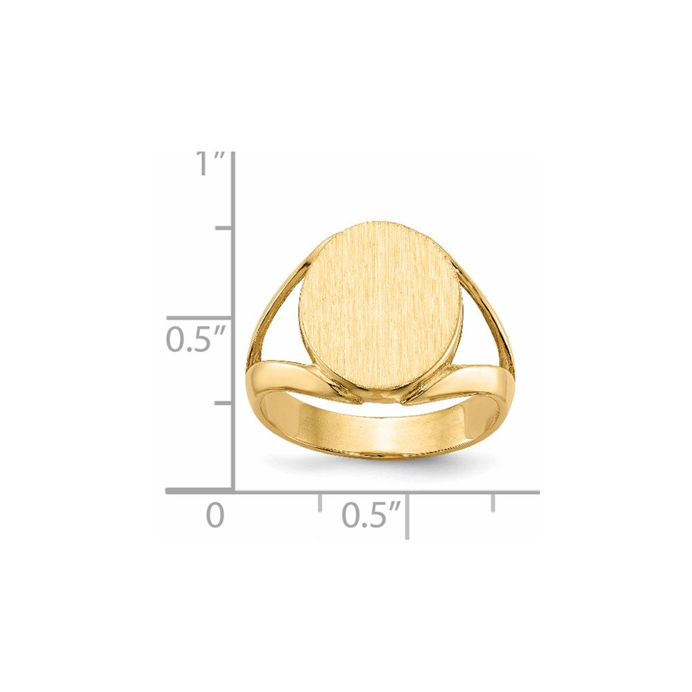14K Gelbgold 14,5x12,5mm Siegelring mit offener Rückseite