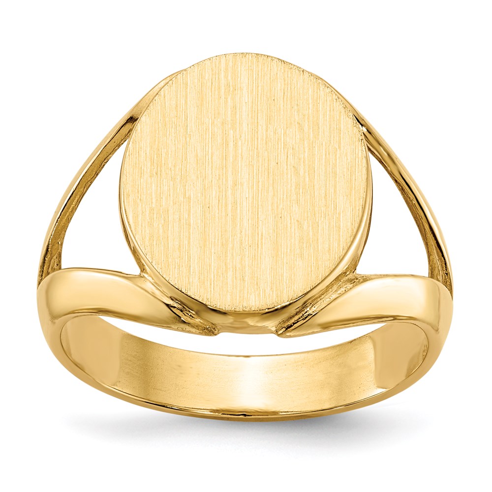 14K Gelbgold 14,5x12,5mm Siegelring mit offener Rückseite