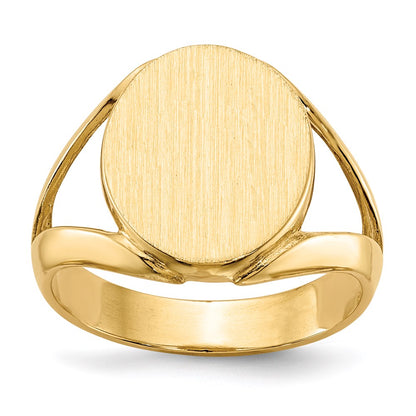 14K Gelbgold 14,5x12,5mm Siegelring mit offener Rückseite