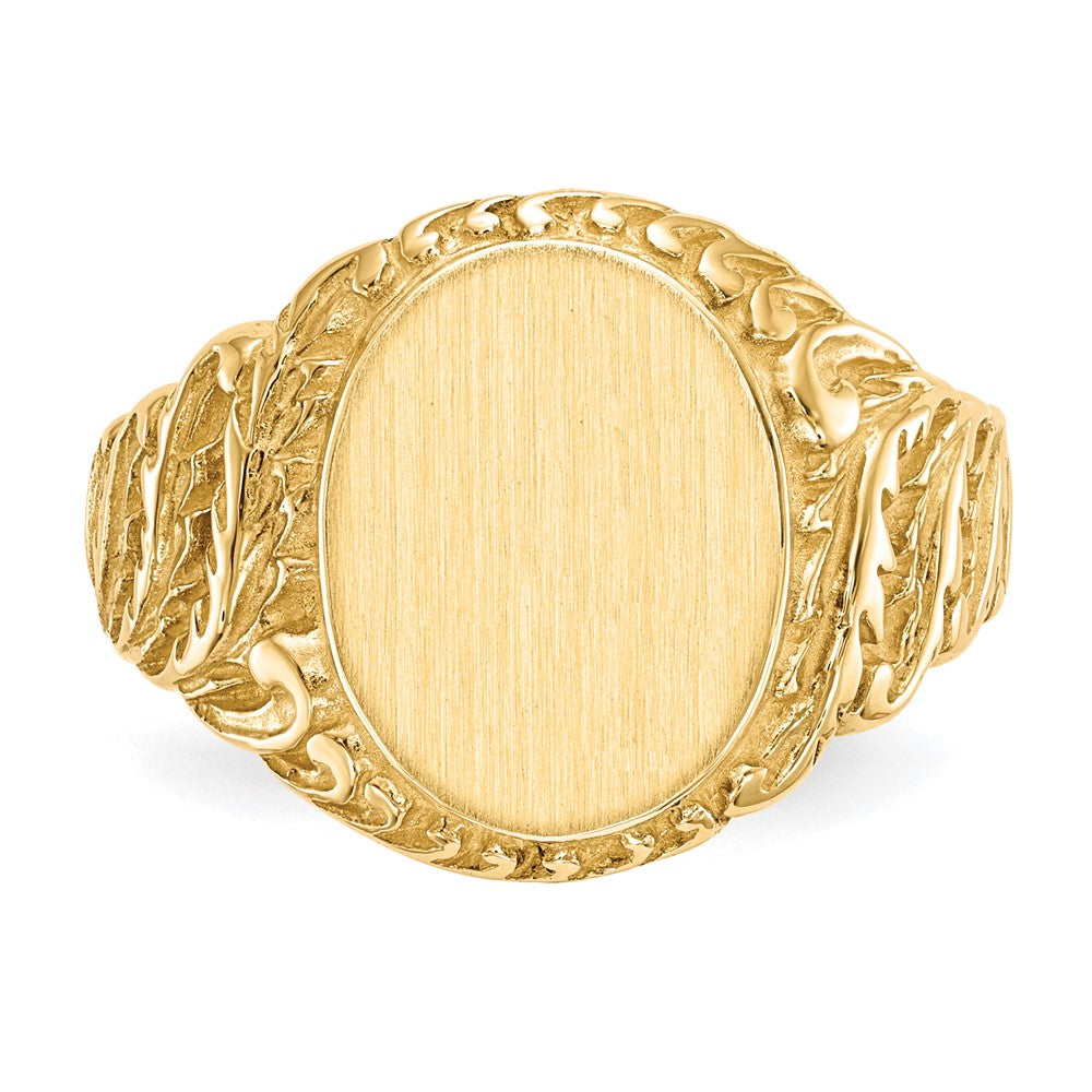 14K Gelbgold 13,0x10,5mm Herren-Siegelring mit geschlossenem Boden