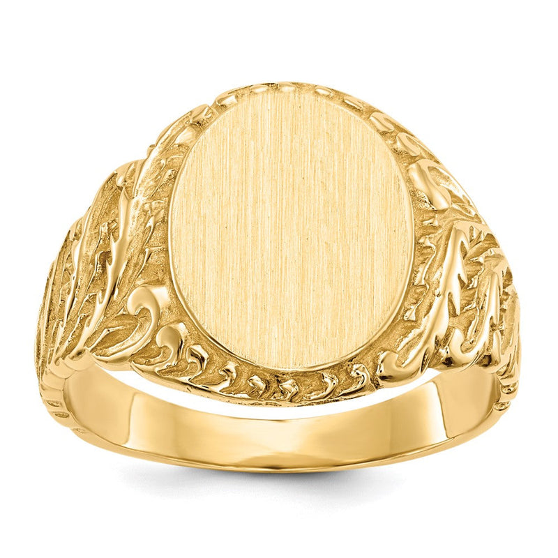 10K Gelbgold 10ky 13.0x10.5mm Geschlossen Rückseite Herren Siegel Ring