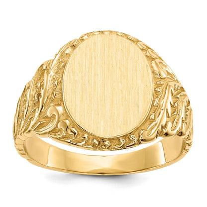 14K Gelbgold 13,0x10,5mm Herren-Siegelring mit geschlossenem Boden