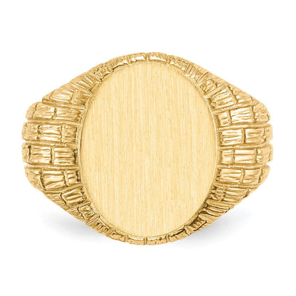 14K Gelbgold 15,0x12,0mm Herren-Siegelring mit geschlossener Fassung