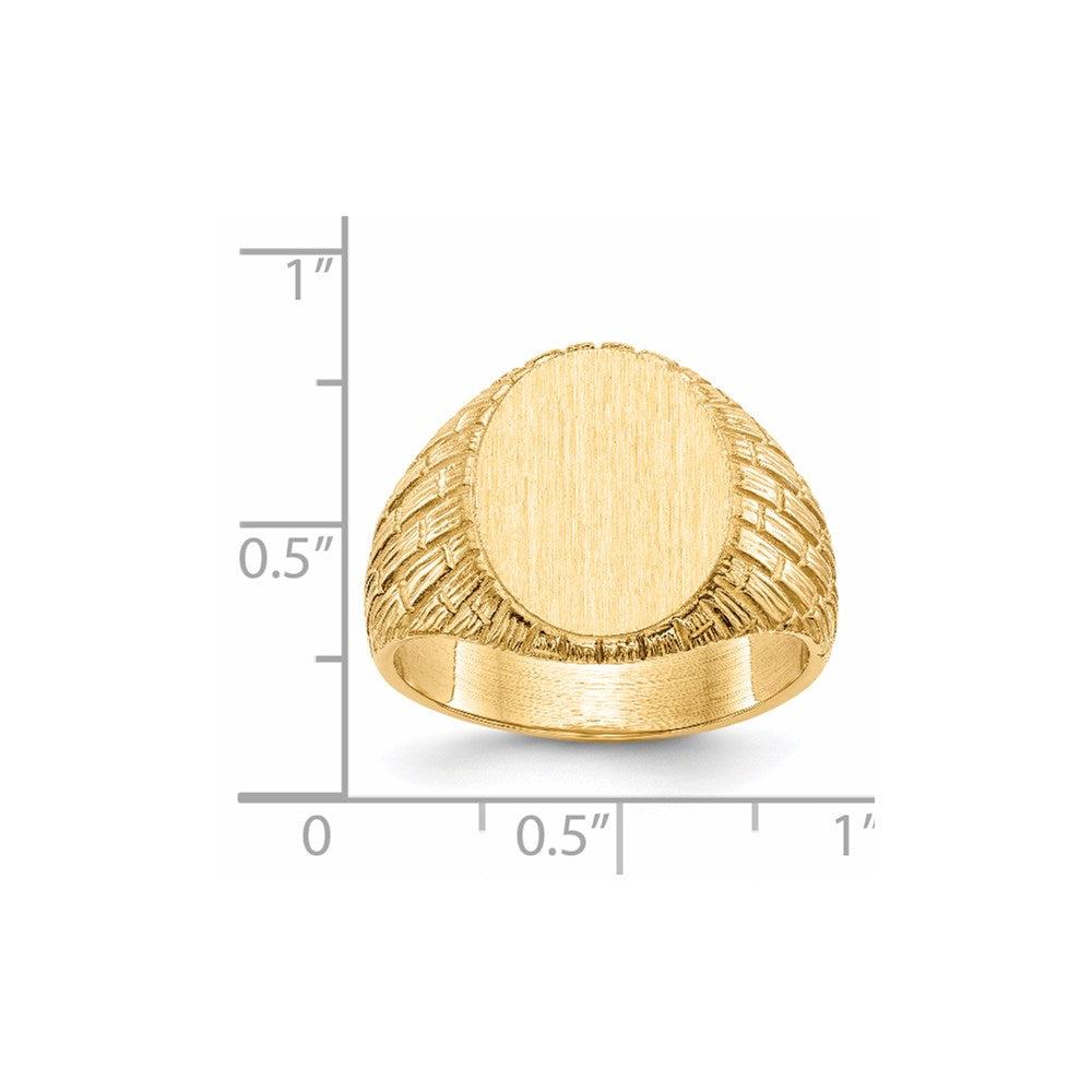 14K Gelbgold 15,0x12,0mm Herren-Siegelring mit geschlossener Fassung