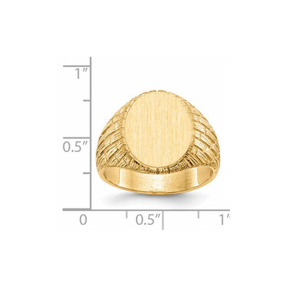 14K Gelbgold 15,0x12,0mm Herren-Siegelring mit geschlossener Fassung