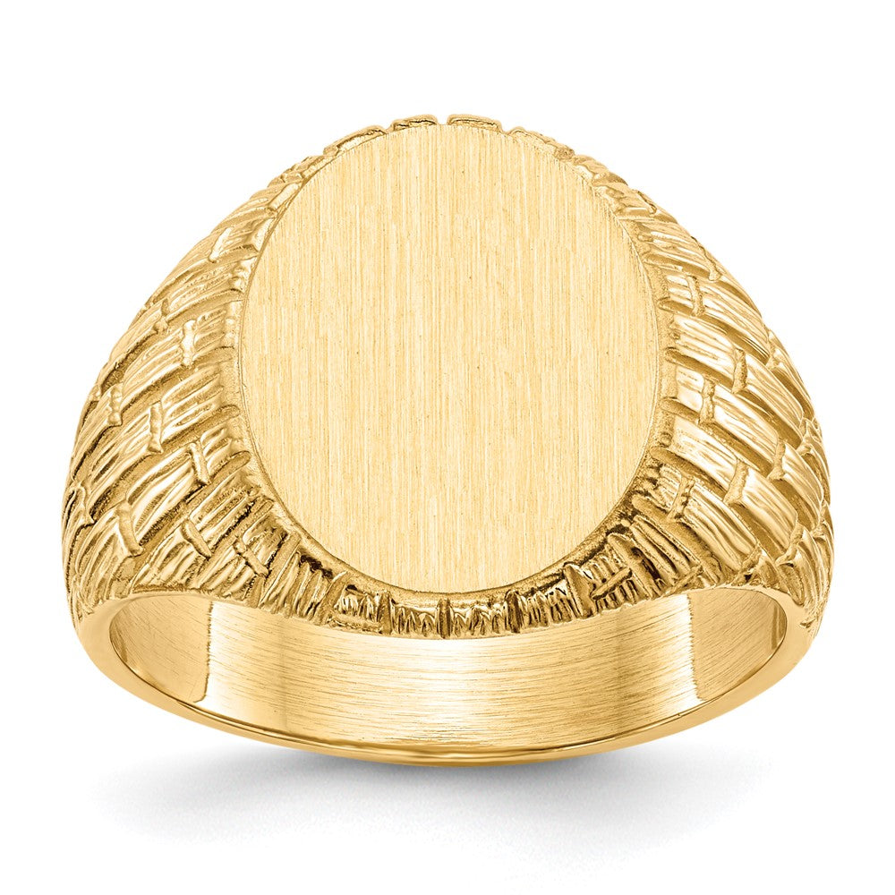 14K Gelbgold 15,0x12,0mm Herren-Siegelring mit geschlossener Fassung