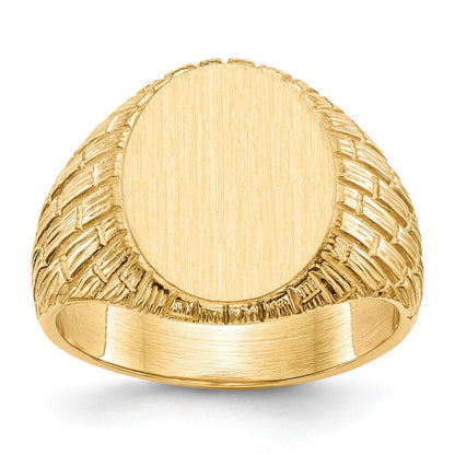 14K Gelbgold 15,0x12,0mm Herren-Siegelring mit geschlossener Fassung