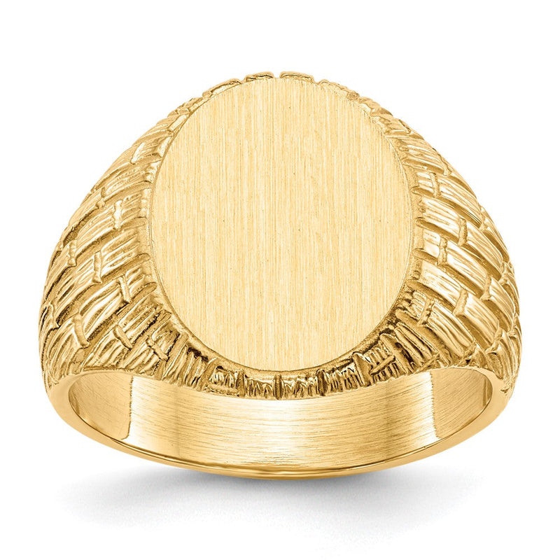 14K Gelbgold 15,0x12,0mm Herren-Siegelring mit geschlossener Fassung
