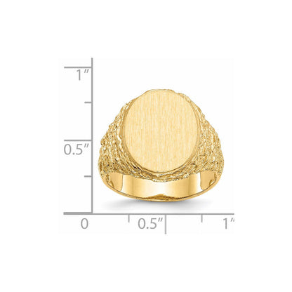 14K Gelbgold 17,0x14,0mm Herren-Siegelring mit offener Rückseite