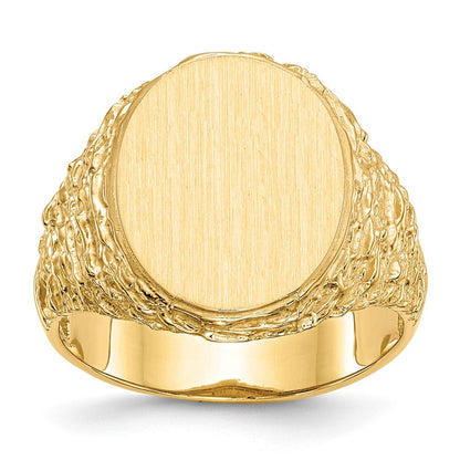14K Gelbgold 17,0x14,0mm Herren-Siegelring mit offener Rückseite