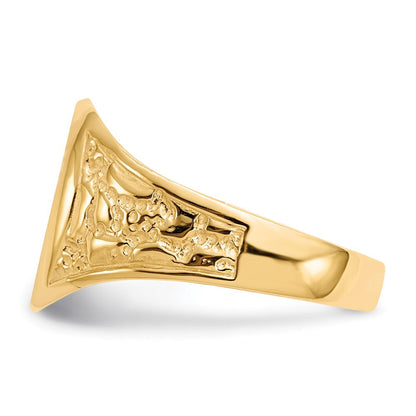 14K Gelbgold Herren-Siegelring mit geschlossener Rückseite, 14,5x11,0mm