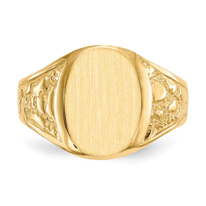 14K Gelbgold Herren-Siegelring mit geschlossener Rückseite, 14,5x11,0mm