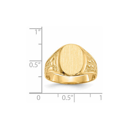 14K Gelbgold Herren-Siegelring mit geschlossener Rückseite, 14,5x11,0mm
