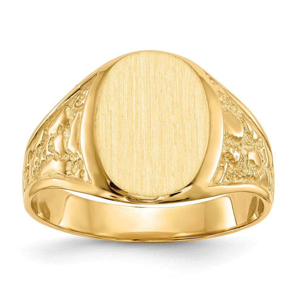 14K Gelbgold Herren-Siegelring mit geschlossener Rückseite, 14,5x11,0mm