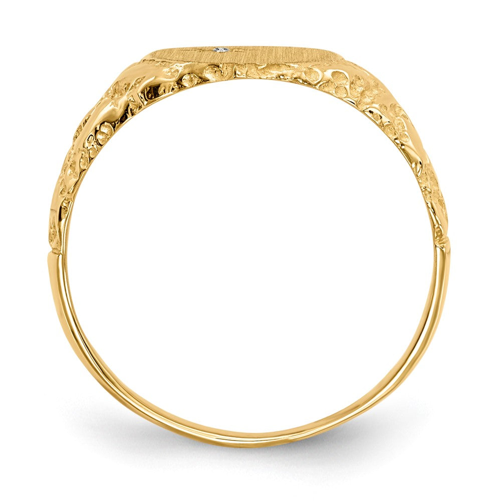 10K Gelbgold 11.0x9.0mm Geschlossen Rückseite Aa Diamant Siegel Ring