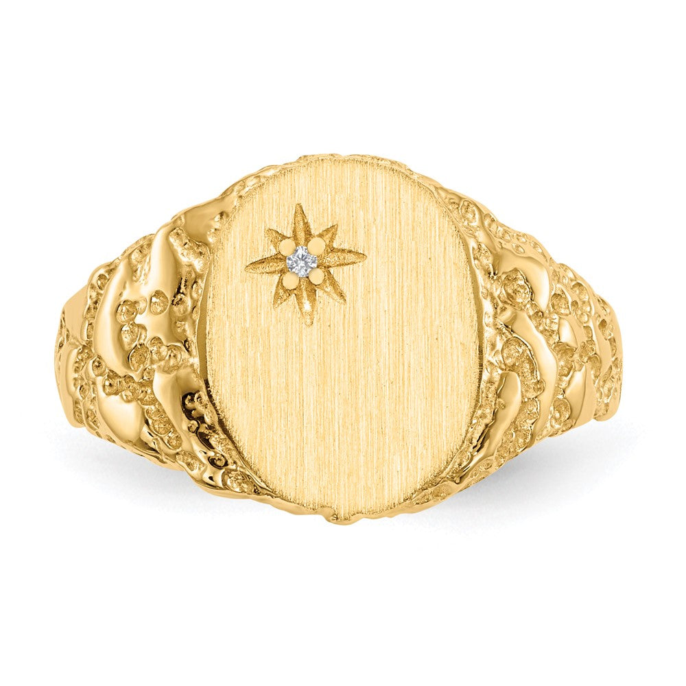 10K Gelbgold 11.0x9.0mm Geschlossen Rückseite Aa Diamant Siegel Ring