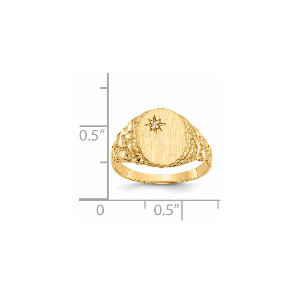 14K Gelbgold 11,0x9,0mm Diamant-Siegelring
