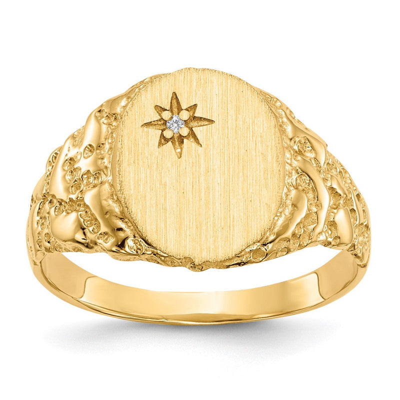 14K Gelbgold Siegelring mit 11,0x9,0mm natürlichem Diamant