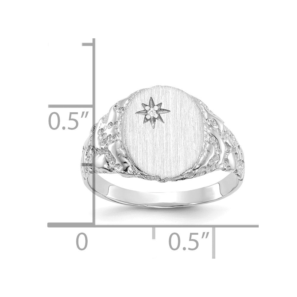14K Weißgold AA Echter Diamant Siegelring