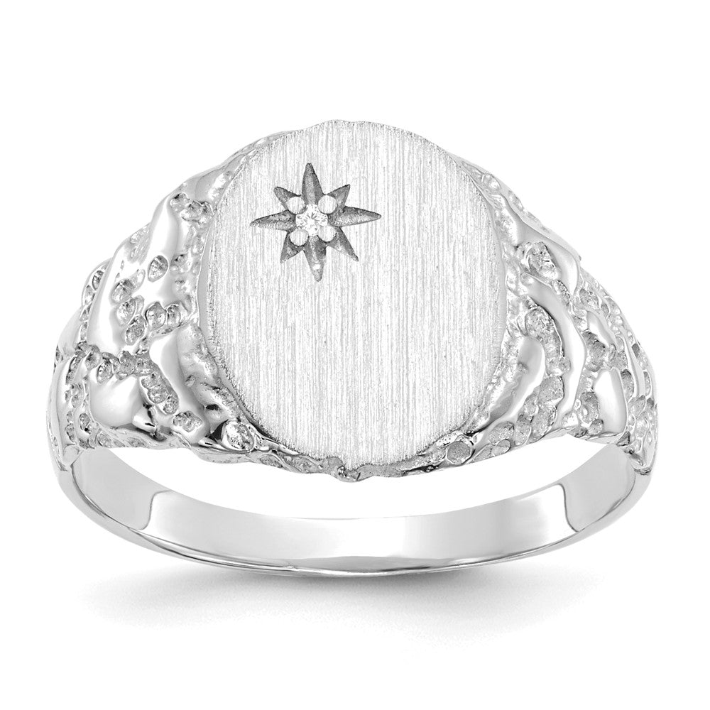 14K Weißgold AA Echter Diamant Siegelring