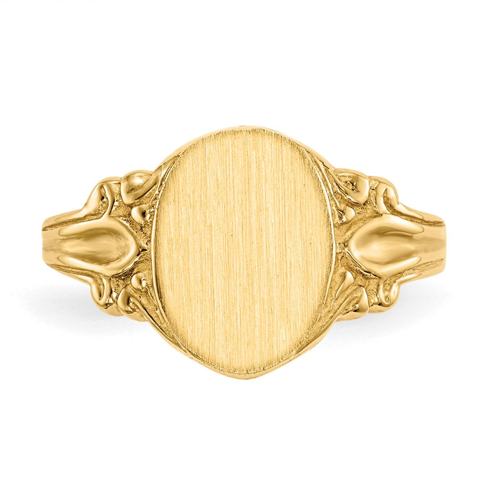 14K Gelbgold Siegelring mit geschlossener Fassung, 10,0x8,0mm
