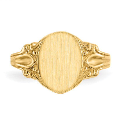 14K Gelbgold Siegelring mit geschlossener Fassung, 10,0x8,0mm