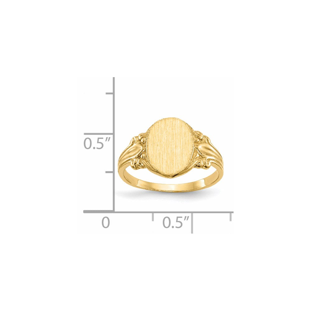 14K Gelbgold Siegelring mit geschlossener Fassung, 10,0x8,0mm