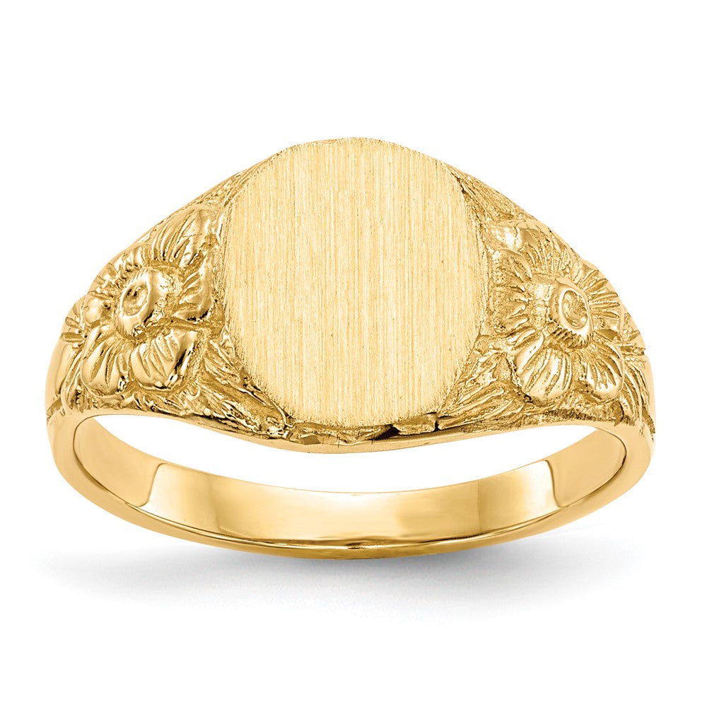 14K Gelbgold Siegelring mit offener Rückseite, 10,0 x 8,0 mm