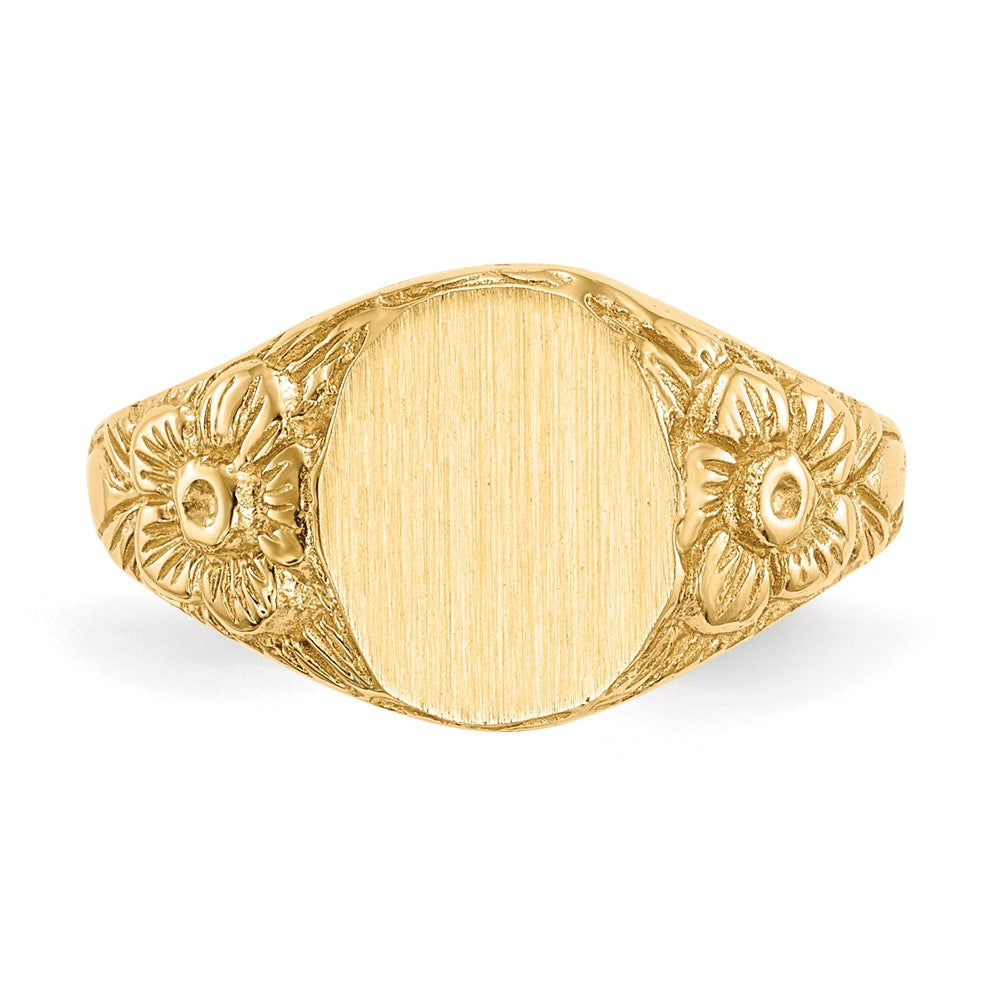 14K Gelbgold Siegelring, 10,0x8,0 mm, geschlossene Fassung