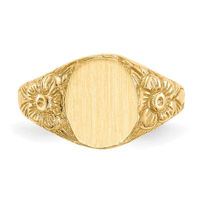 14K Gelbgold Siegelring, 10,0x8,0 mm, geschlossene Fassung